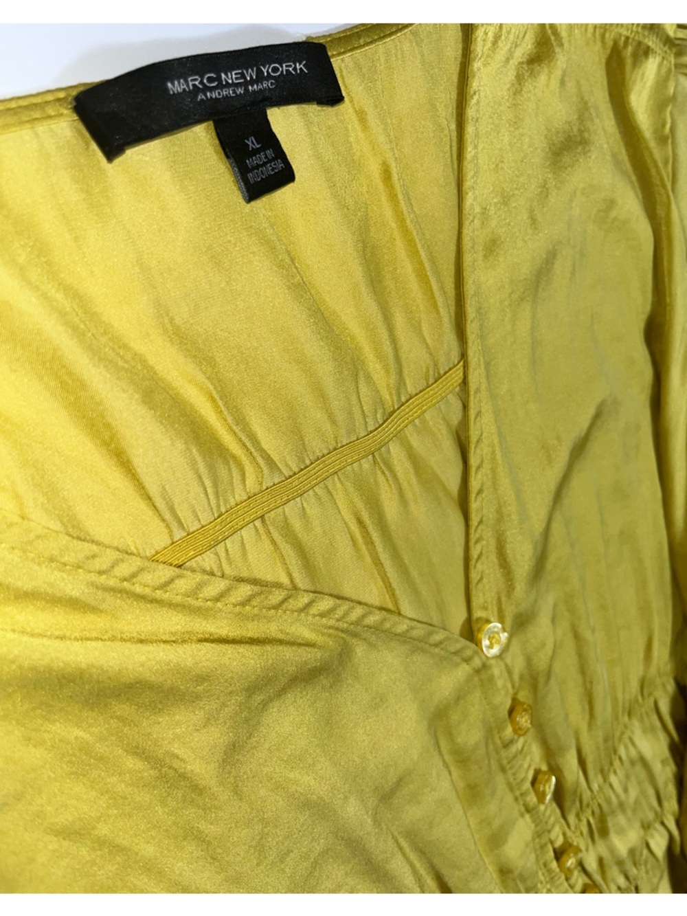 Puff Sleeve Button-Front Yellow Blouse